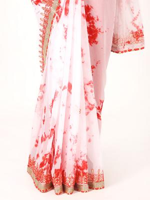 gota work tie & dye saree with blouse - 16593703 - Standard Image - 3