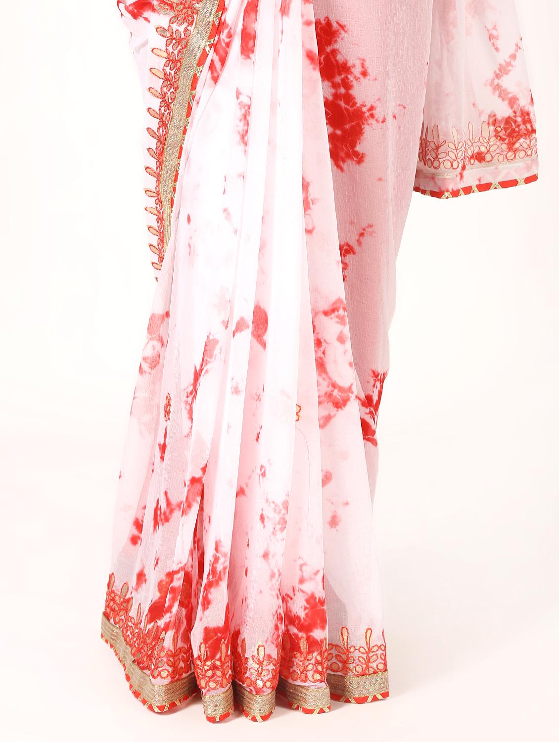 gota work tie & dye saree with blouse - 16593703 - Zoom Image - 3