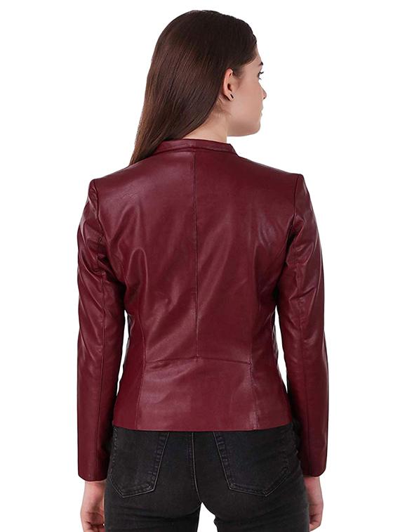 zip up detail solid leather/leatherette jacket - 16596035 - Zoom Image - 3