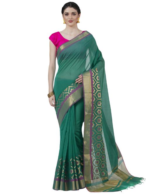 solid borederd banarasi saree with blouse - 16596358 - Standard Image - 1