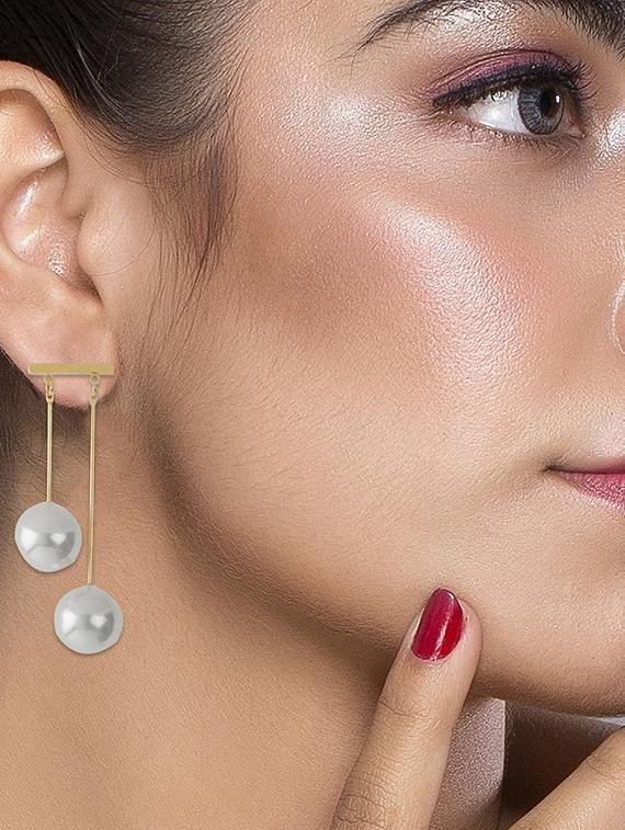 gold metal drop earring - 16597036 - Zoom Image - 3