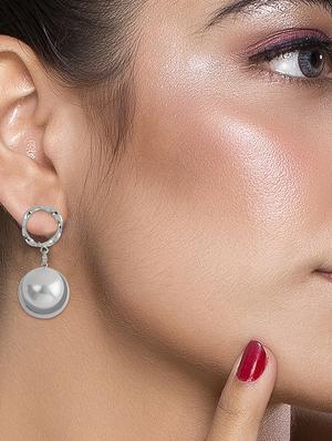 silver metal drop earring - 16597038 - Standard Image - 3