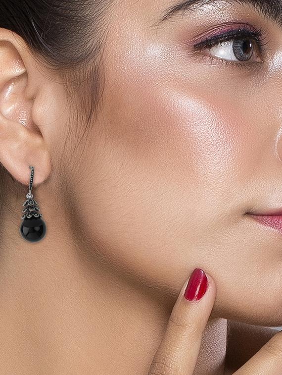 black metal drop earring - 16597041 - Zoom Image - 3