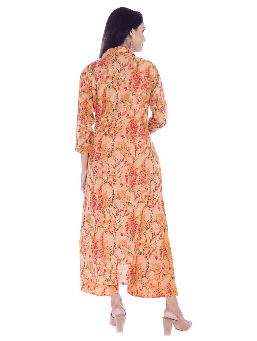 floral printed kurta with palazzo set - 16597228 - Zoom Image - 3