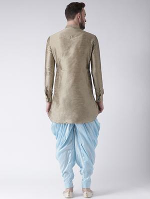 brown solid dhoti kurta set - 16597722 - Standard Image - 3