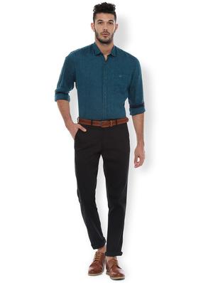 blue linen solid casual shirt - 16598058 - Standard Image - 3