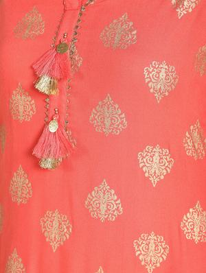 gold print kurta skirt set - 16598539 - Standard Image - 6