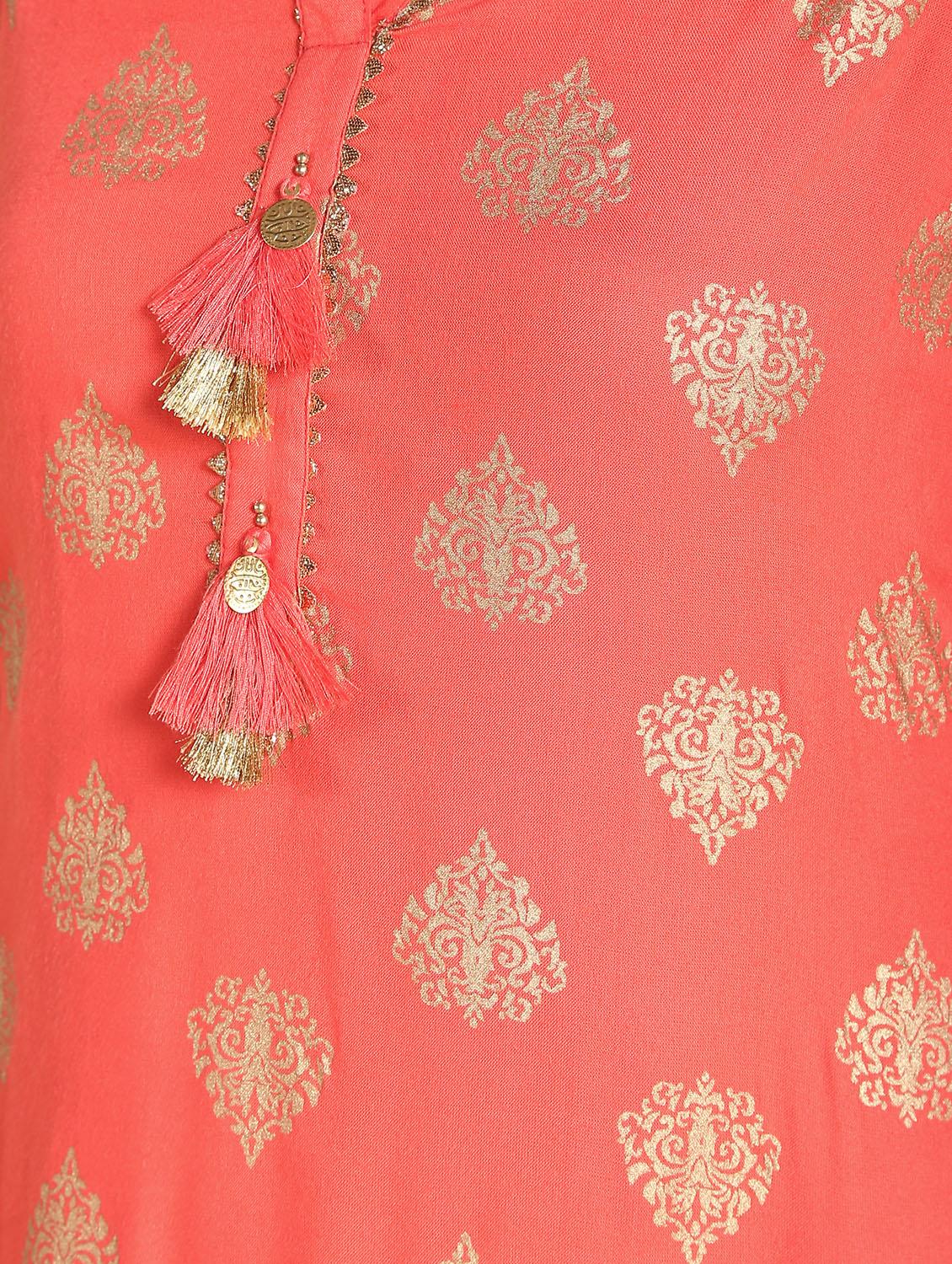 gold print kurta skirt set - 16598539 - Zoom Image - 6