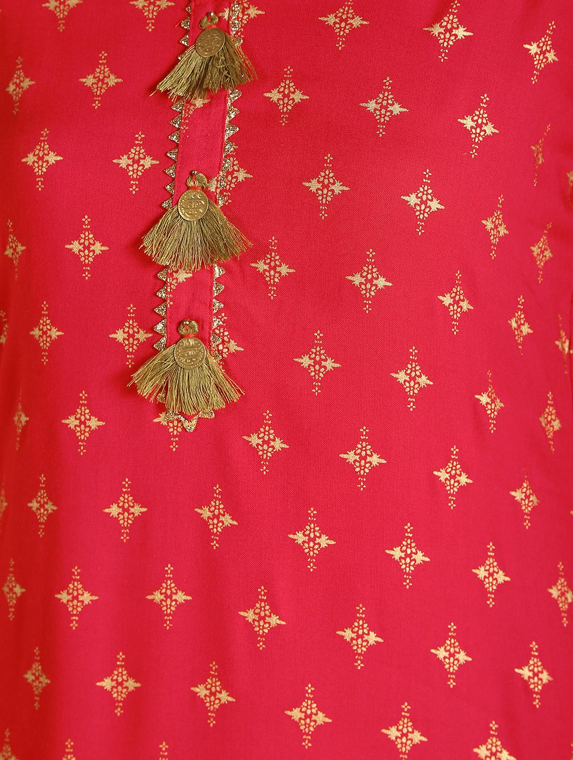 gold print kurta skirt set - 16598540 - Zoom Image - 6