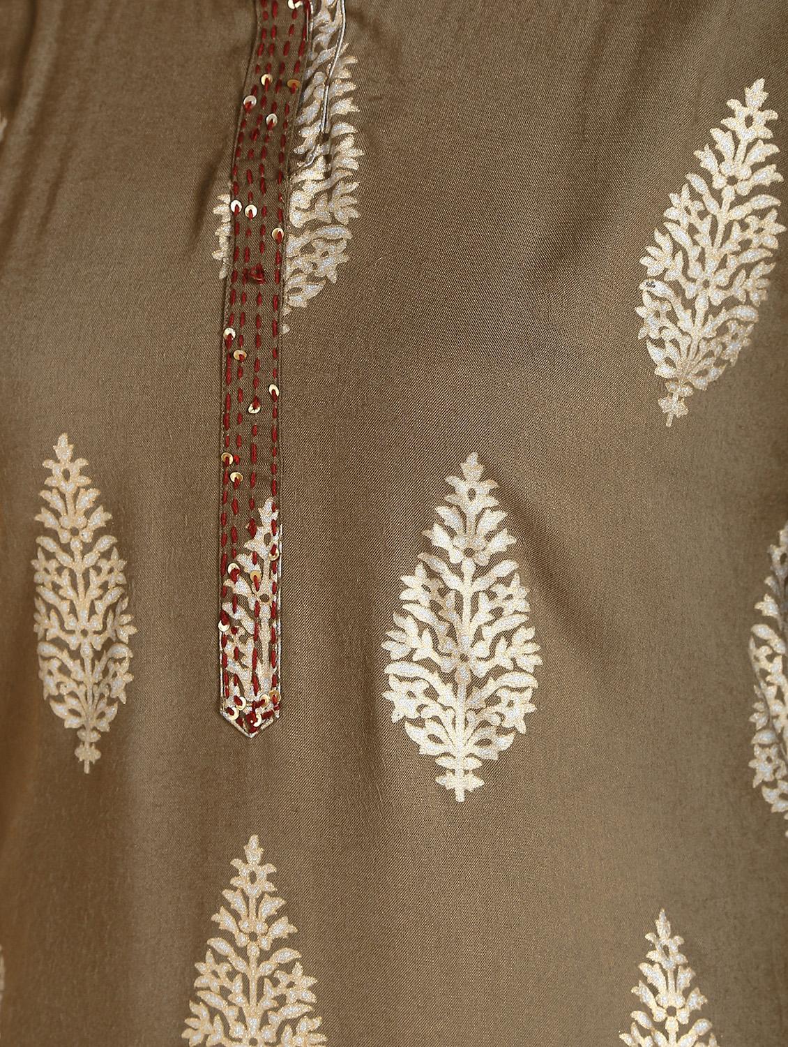 gold print kurta skirt set - 16598543 - Zoom Image - 6