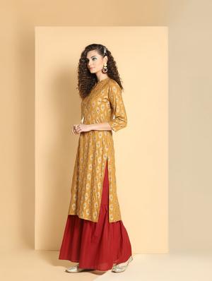 ethnic motif straight kurta - 16598553 - Standard Image - 3