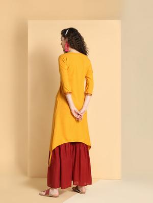 embroidered asymmetric kurta - 16598556 - Standard Image - 3
