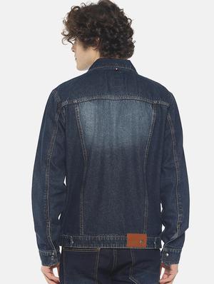 blue solid denim jacket - 16598726 - Standard Image - 3