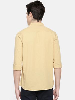 beige solid casual shirt - 16598770 - Standard Image - 3