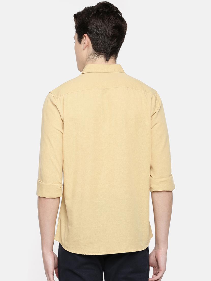 beige solid casual shirt - 16598770 - Zoom Image - 3
