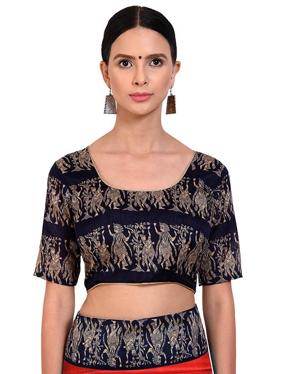 bordered bhagalpuri saree with blouse - 16598981 - Zoom Image - 3