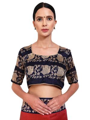 bordered bhagalpuri saree with blouse - 16599012 - Standard Image - 3