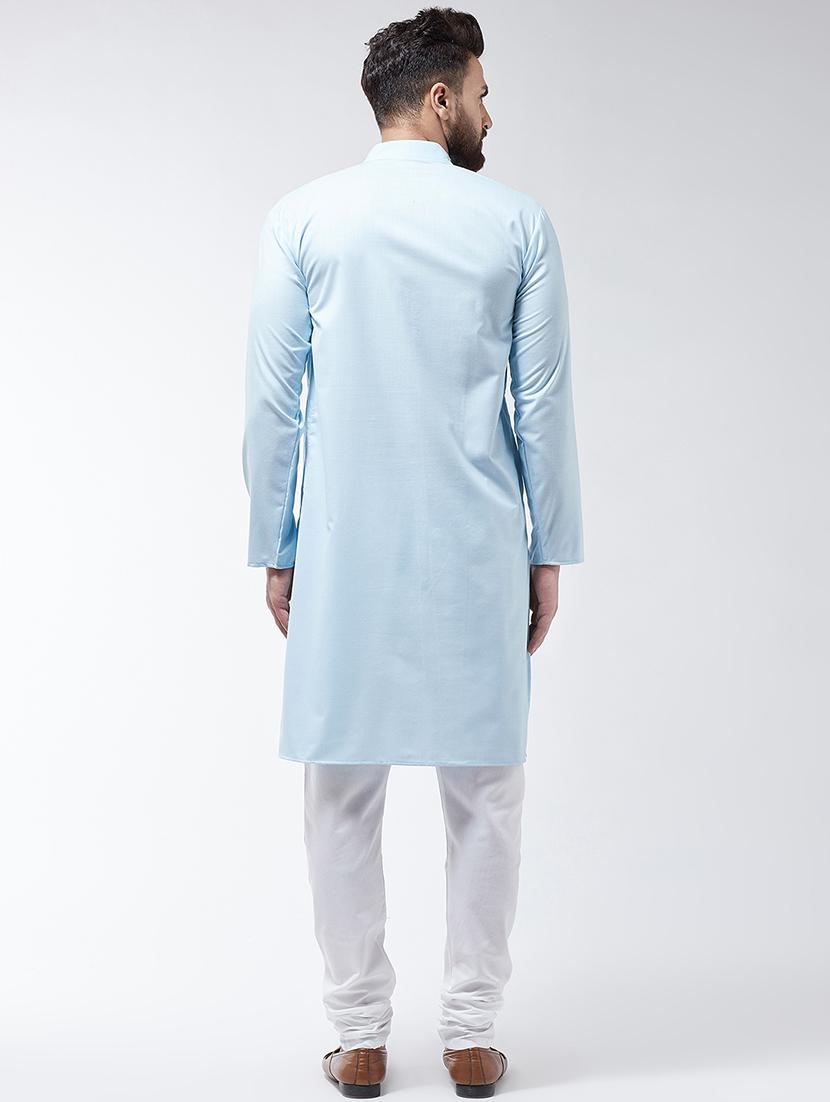 sky blue solid kurta pyjama set - 16599049 - Zoom Image - 3
