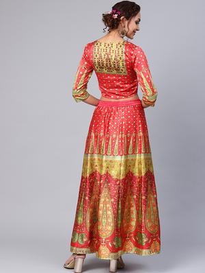 paisley printed flared lehenga with choli - 16599600 - Standard Image - 3