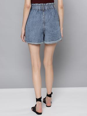 high rise denim shorts - 16600023 - Standard Image - 3