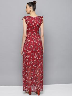 v neck floral maxi dress - 16600041 - Standard Image - 3