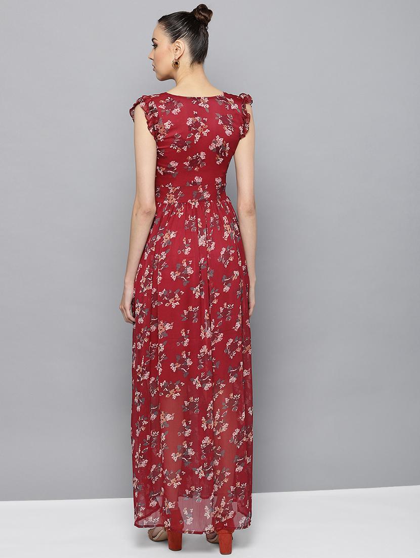 v neck floral maxi dress - 16600041 - Zoom Image - 3