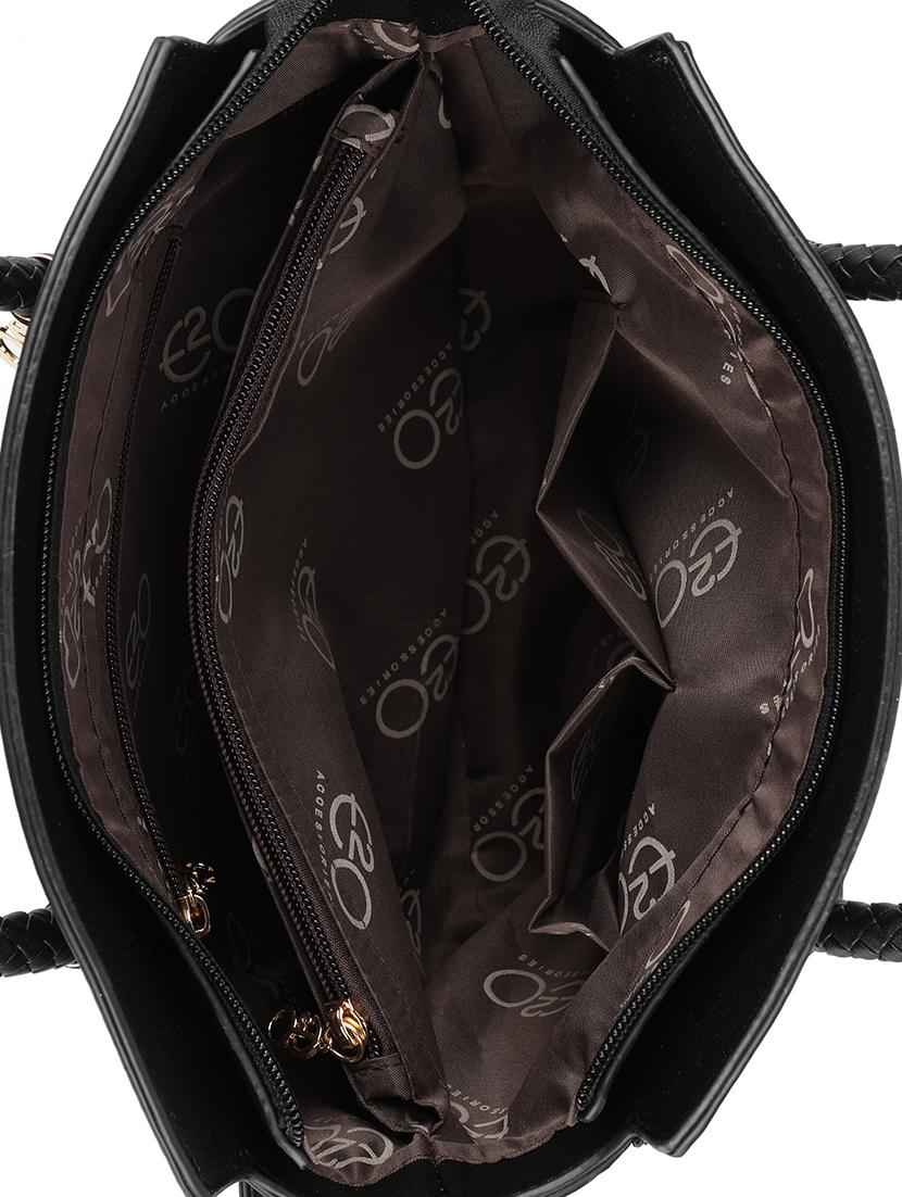 black leatherette (pu) regular handbag - 16600959 - Zoom Image - 3