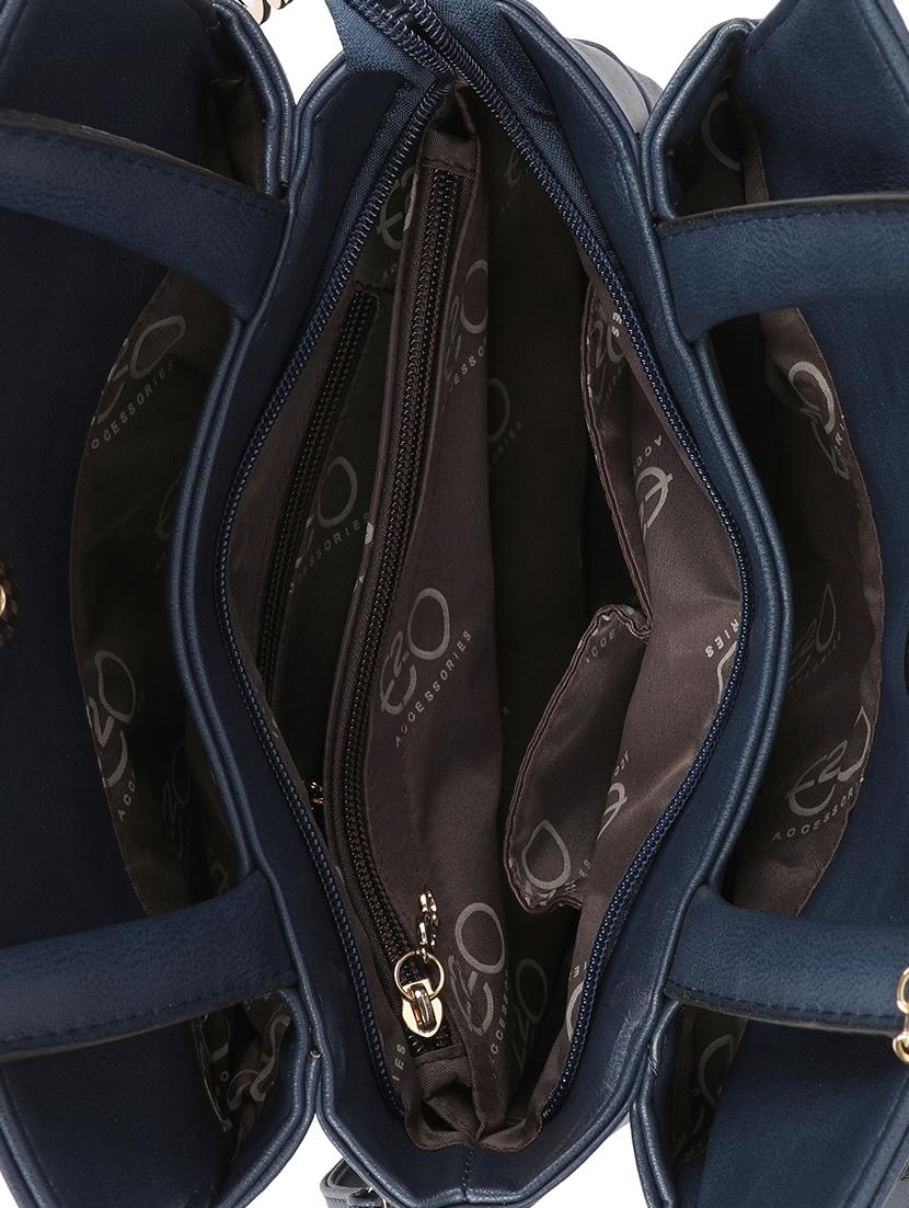 blue leatherette (pu) regular handbag - 16600964 - Zoom Image - 3