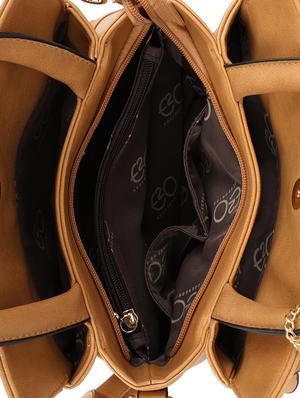brown leatherette (pu) regular handbag - 16600965 - Standard Image - 3