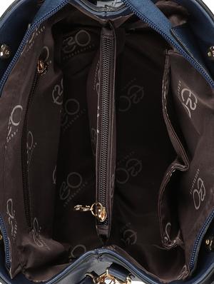 blue leatherette (pu) regular handbag - 16600966 - Standard Image - 3