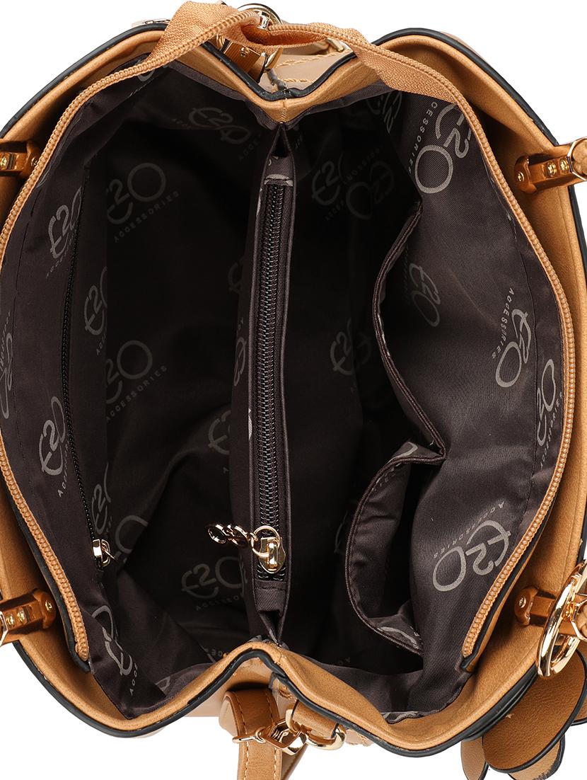 brown leatherette (pu) regular handbag - 16600968 - Zoom Image - 3