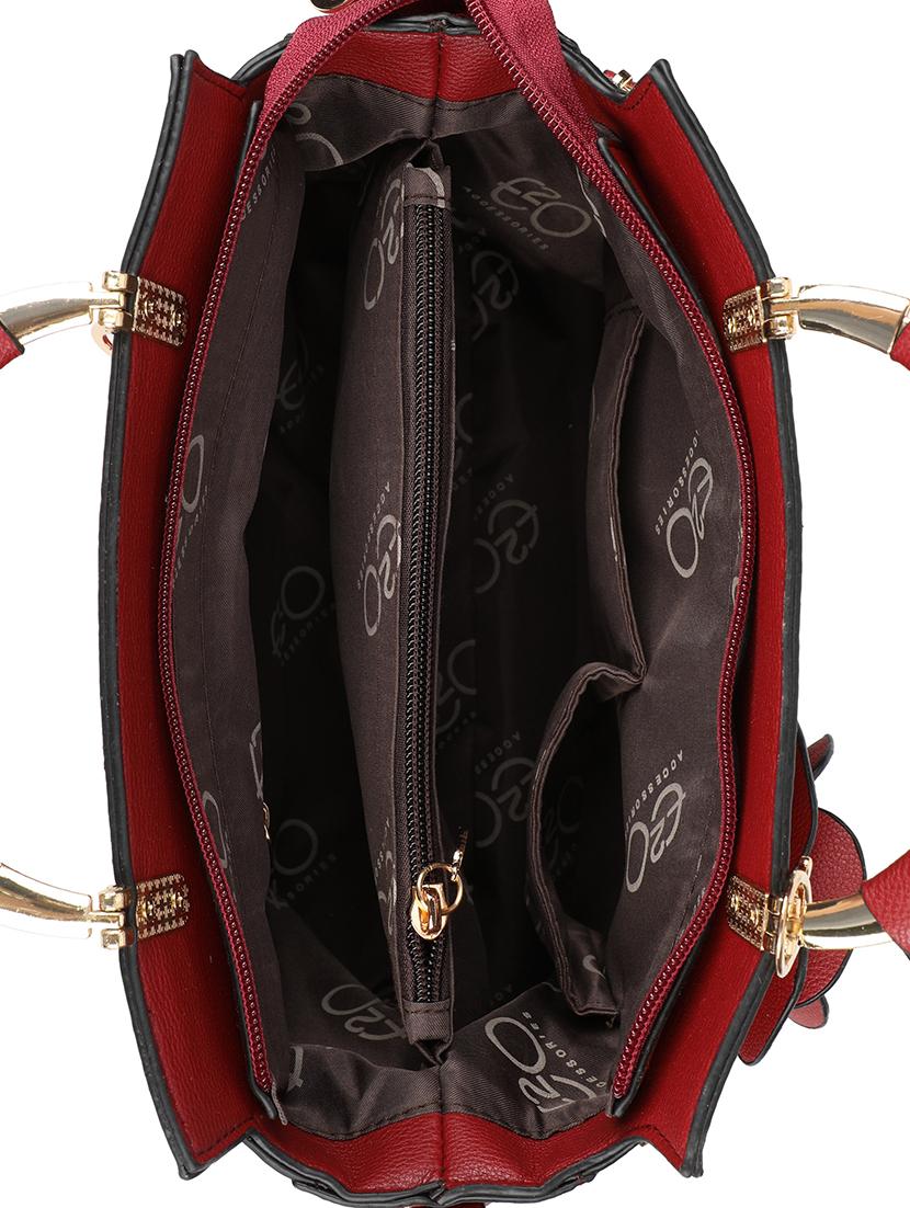 red leatherette (pu) regular handbag - 16600976 - Zoom Image - 3