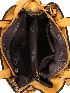 yellow leatherette (pu) regular handbag - 16600978 - Standard Image - 3