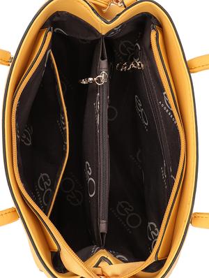 yellow leatherette (pu) regular handbag - 16600992 - Standard Image - 3