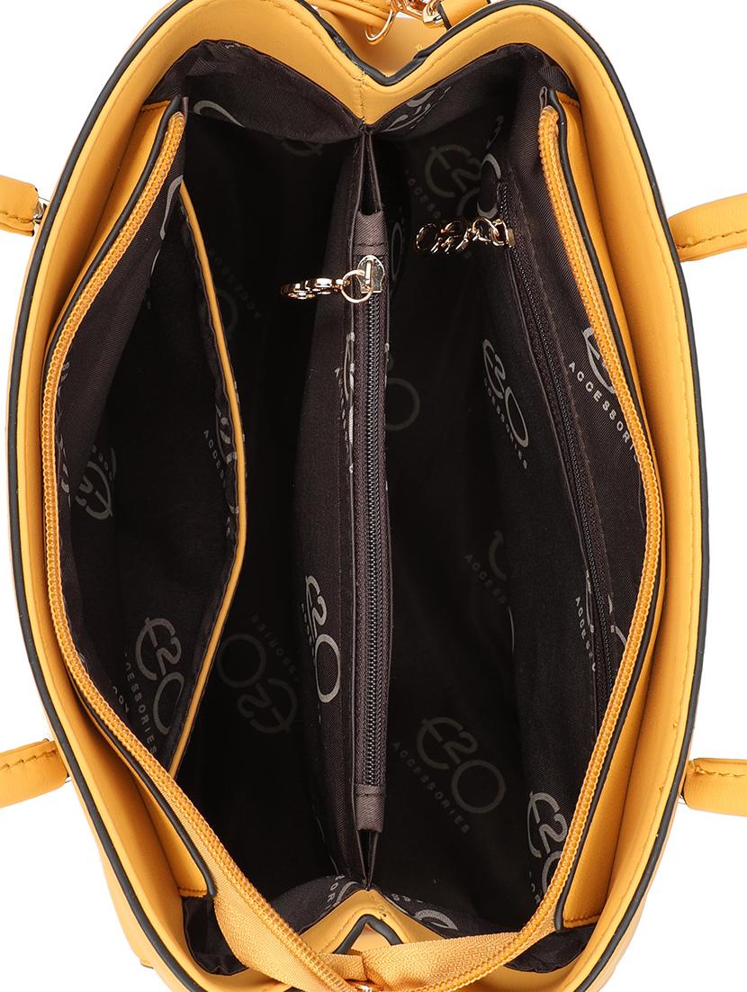 yellow leatherette (pu) regular handbag - 16600992 - Zoom Image - 3