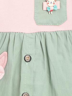 green applique cotton frock - 16601513 - Standard Image - 3