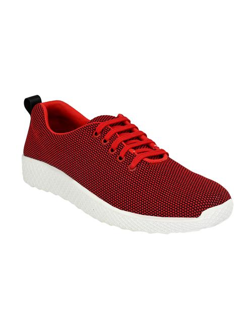 red fabric lace up sport shoes - 16601990 - Standard Image - 1