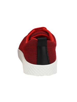 red fabric lace up sport shoes - 16601990 - Standard Image - 3