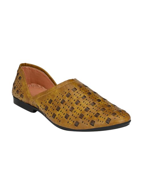 tan leatherette slip on jutis - 16601999 - Standard Image - 1