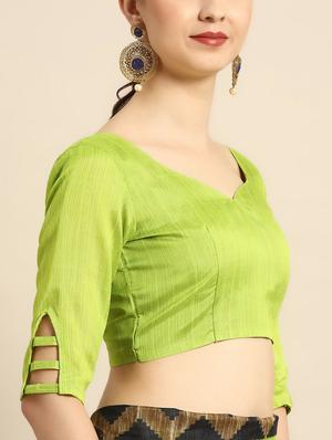 solid printed saree with blouse - 16602612 - Standard Image - 3