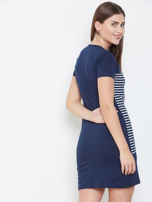 round neck strioed bodycon dress - 16603110 - Standard Image - 3