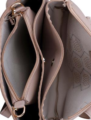 beige leatherette (pu) regular handbag - 16603484 - Standard Image - 3
