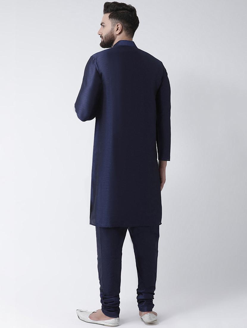 navy blue solid kurta pyjama set - 16603649 - Zoom Image - 3