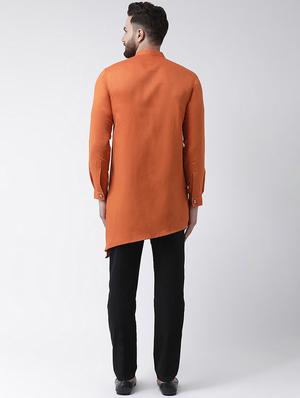 orange self design asymmetric kurta pyjama set - 16603657 - Standard Image - 3