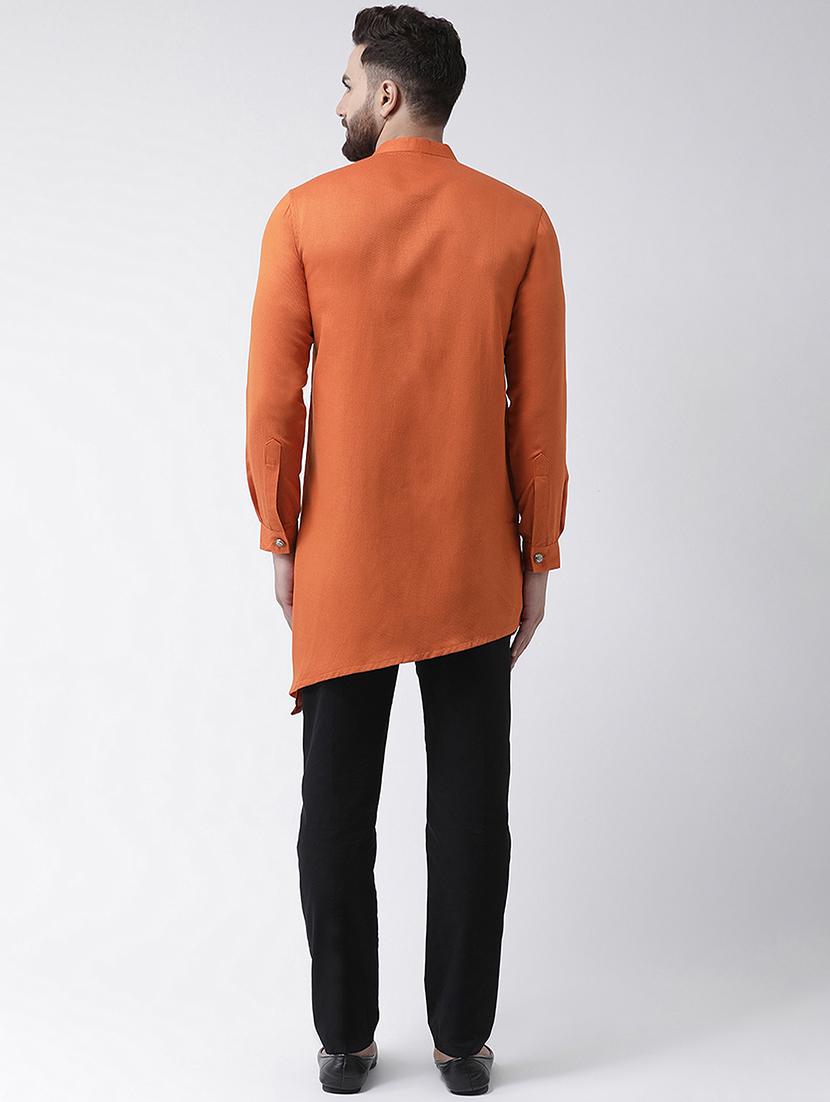 orange self design asymmetric kurta pyjama set - 16603657 - Zoom Image - 3