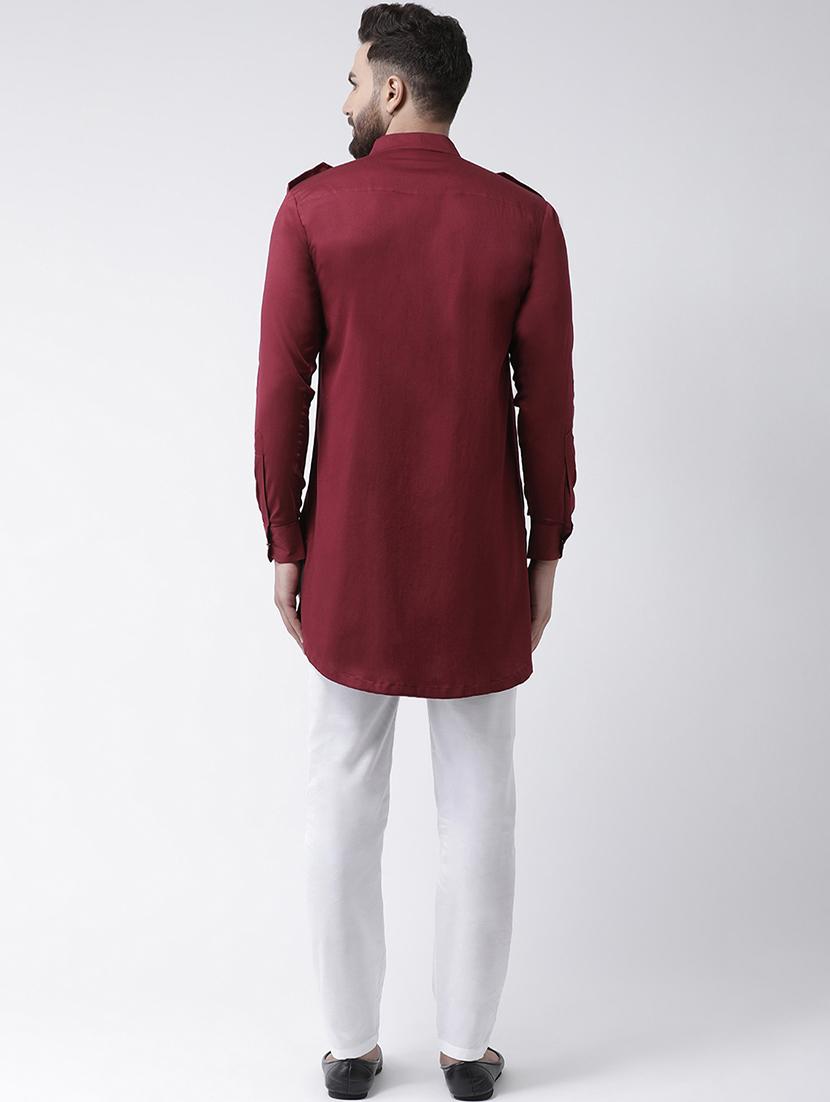 red solid pathani set - 16603664 - Zoom Image - 3