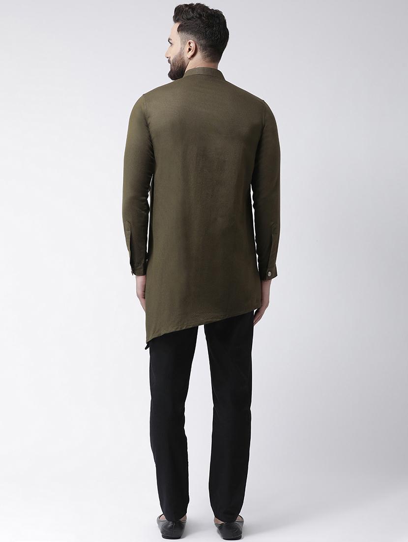green solid asymmetric kurta - 16603706 - Zoom Image - 3