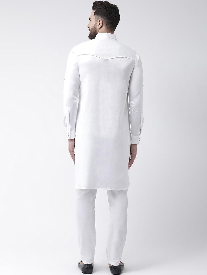 white solid pathani kurta - 16603714 - Zoom Image - 3