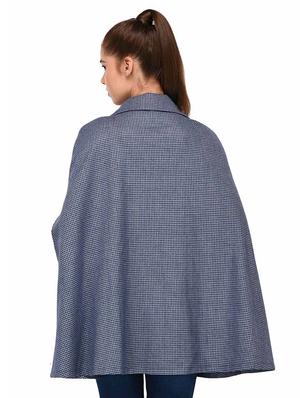 grey checkered double breasted wool cape - 16603768 - Standard Image - 3