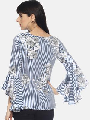boat neck bell sleeved top - 16603796 - Standard Image - 3